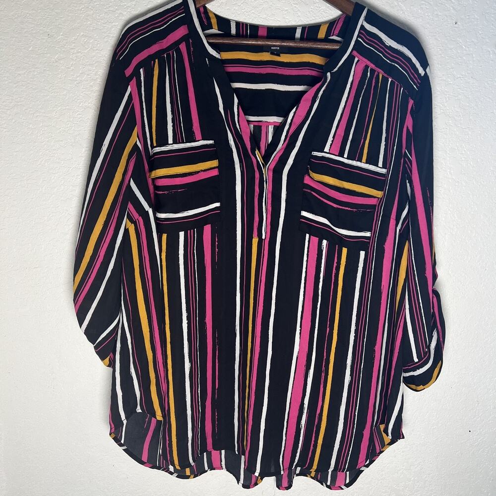 Torrid Top Blouse Womens 3 Colorful Striped Business Casual 3X